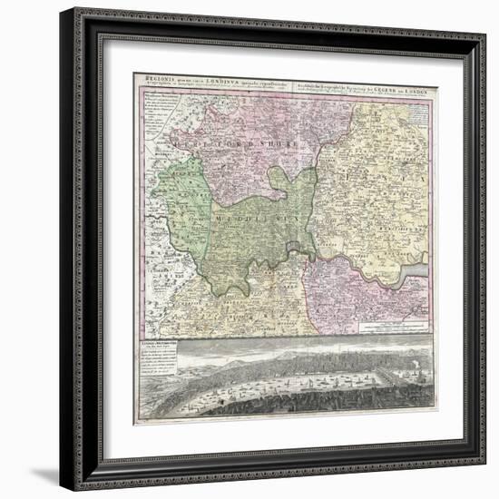 18th Century Map of London and its Environs-null-Framed Giclee Print