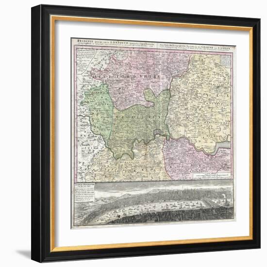 18th Century Map of London and its Environs-null-Framed Giclee Print