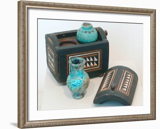 18th Dynasty Cosmetics Case with Two Ointment Vessels-null-Framed Photographic Print