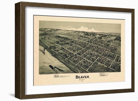 1900, Beaver Bird's Eye View, Pennsylvania, United States-null-Framed Giclee Print