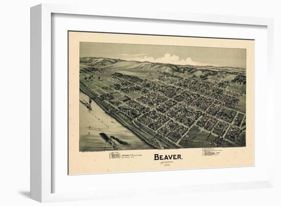 1900, Beaver Bird's Eye View, Pennsylvania, United States-null-Framed Giclee Print