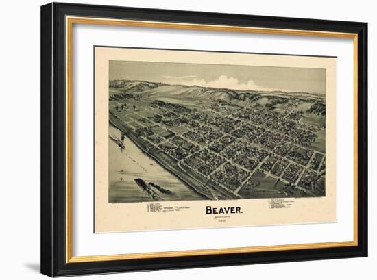 1900, Beaver Bird's Eye View, Pennsylvania, United States-null-Framed Giclee Print