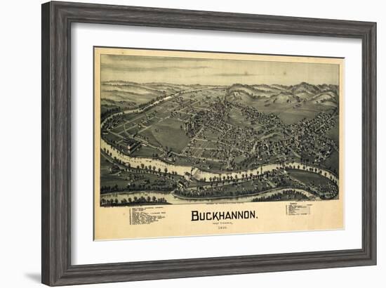 1900, Buckhannon Bird's Eye View, West Virginia, United States-null-Framed Giclee Print