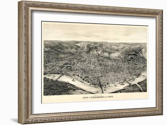 1900, Cincinnati Bird's Eye View, Ohio, United States-null-Framed Giclee Print