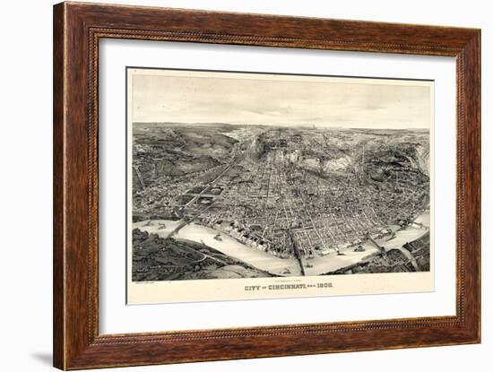 1900, Cincinnati Bird's Eye View, Ohio, United States-null-Framed Giclee Print