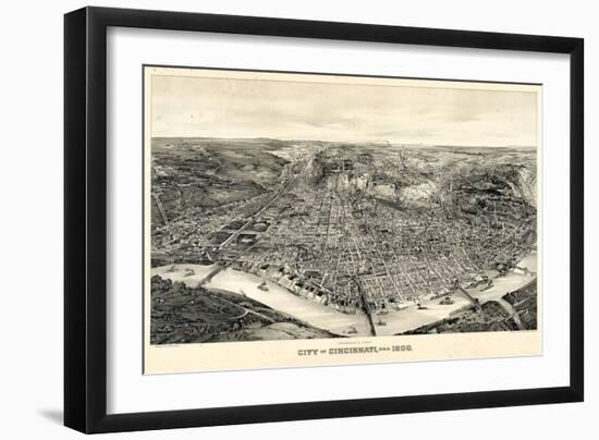 1900, Cincinnati Bird's Eye View, Ohio, United States-null-Framed Giclee Print