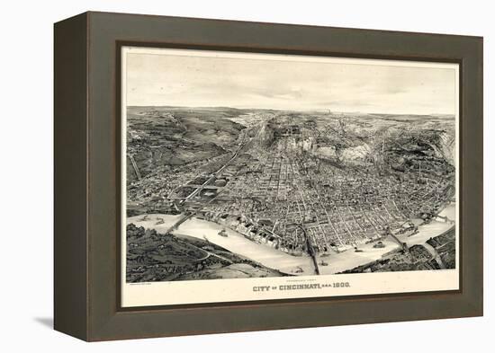 1900, Cincinnati Bird's Eye View, Ohio, United States-null-Framed Premier Image Canvas