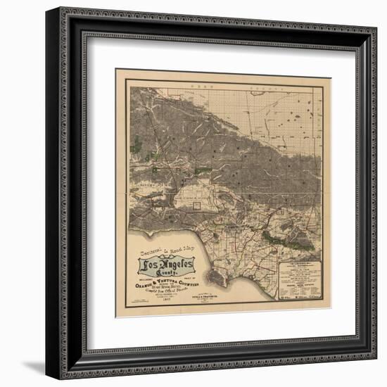 1900 LA Road Map-N. Harbick-Framed Art Print