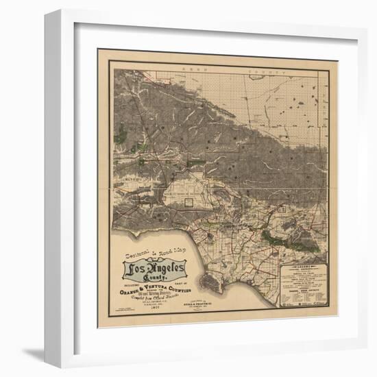 1900 LA Road Map-N. Harbick-Framed Art Print