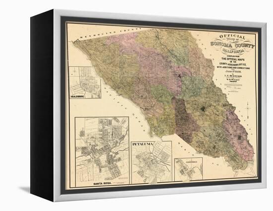 1900, Sonoma County Wall Map, California, United States-null-Framed Premier Image Canvas