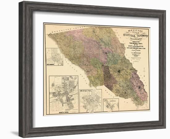 1900, Sonoma County Wall Map, California, United States-null-Framed Giclee Print