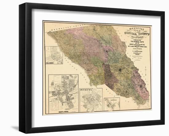 1900, Sonoma County Wall Map, California, United States-null-Framed Giclee Print