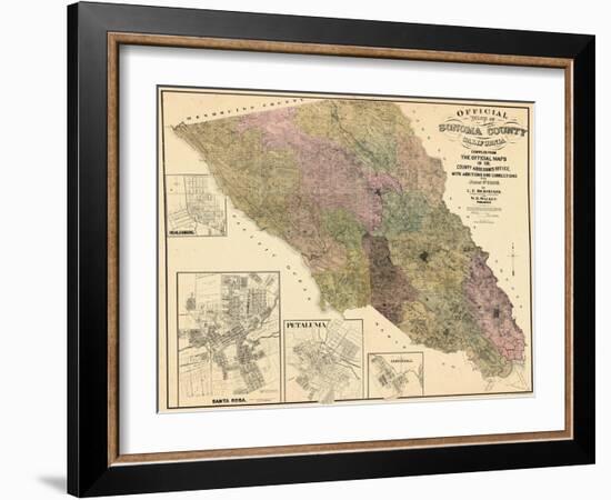 1900, Sonoma County Wall Map, California, United States-null-Framed Giclee Print