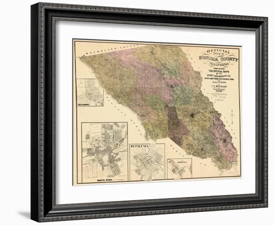 1900, Sonoma County Wall Map, California, United States-null-Framed Giclee Print