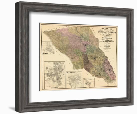 1900, Sonoma County Wall Map, California, United States-null-Framed Giclee Print