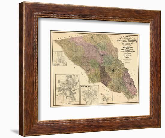 1900, Sonoma County Wall Map, California, United States-null-Framed Giclee Print