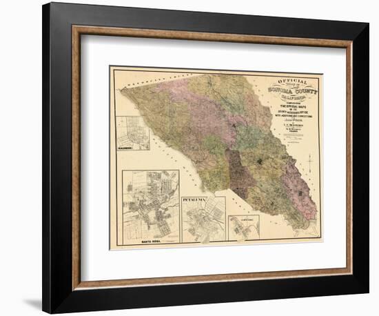 1900, Sonoma County Wall Map, California, United States-null-Framed Giclee Print