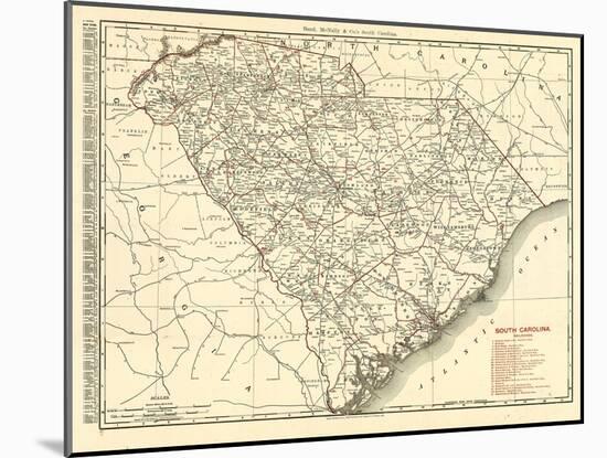 1900, South Carolina Railroad Map, South Carolina, United States-null-Mounted Giclee Print
