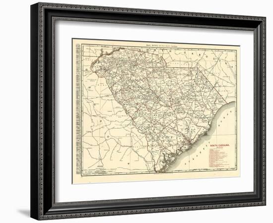 1900, South Carolina Railroad Map, South Carolina, United States-null-Framed Giclee Print