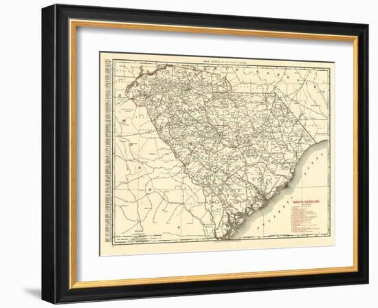 1900, South Carolina Railroad Map, South Carolina, United States-null-Framed Giclee Print