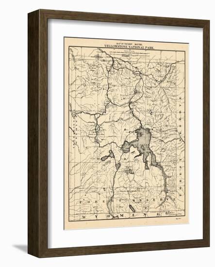 1900, Yellowstone National Park Tourist Map, Wyoming, United States-null-Framed Premium Giclee Print