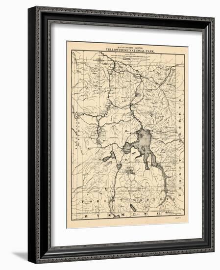 1900, Yellowstone National Park Tourist Map, Wyoming, United States-null-Framed Premium Giclee Print