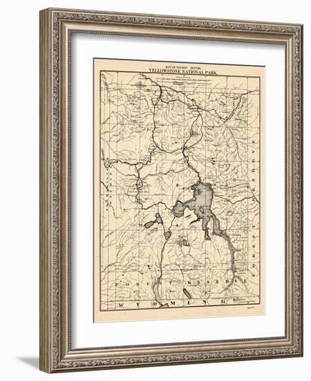 1900, Yellowstone National Park Tourist Map, Wyoming, United States-null-Framed Giclee Print