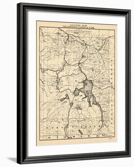 1900, Yellowstone National Park Tourist Map, Wyoming, United States-null-Framed Giclee Print