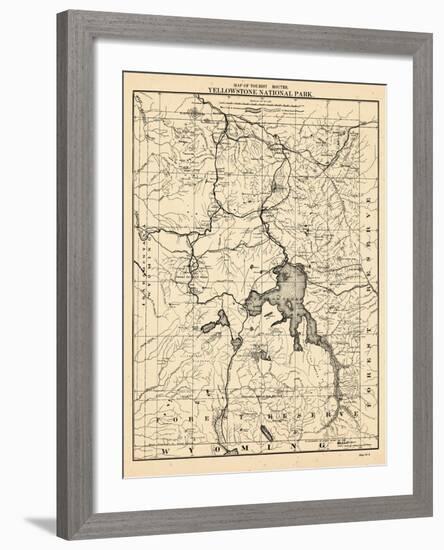 1900, Yellowstone National Park Tourist Map, Wyoming, United States-null-Framed Giclee Print