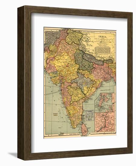 1902 Map of India, Then a Colony Within the British Empire, Showing Internal Boundaries-null-Framed Art Print