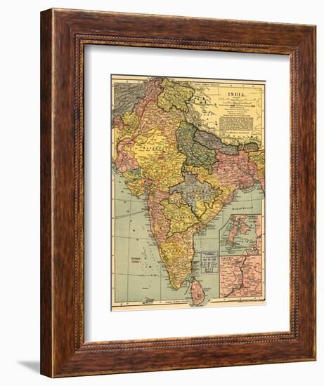 1902 Map of India, Then a Colony Within the British Empire, Showing Internal Boundaries-null-Framed Art Print