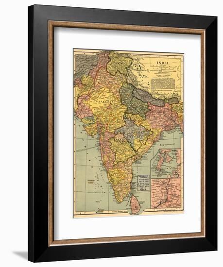 1902 Map of India, Then a Colony Within the British Empire, Showing Internal Boundaries-null-Framed Art Print