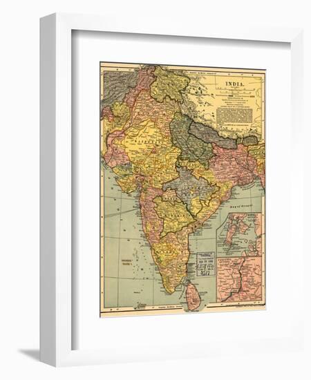 1902 Map of India, Then a Colony Within the British Empire, Showing Internal Boundaries-null-Framed Art Print