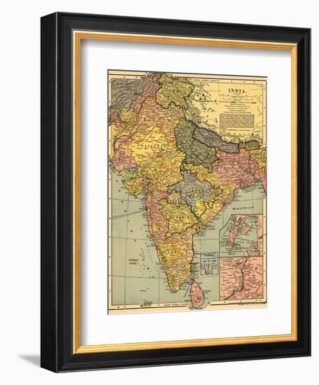 1902 Map of India, Then a Colony Within the British Empire, Showing Internal Boundaries-null-Framed Art Print