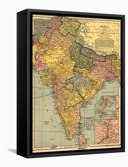 1902 Map of India, Then a Colony Within the British Empire, Showing Internal Boundaries-null-Framed Stretched Canvas