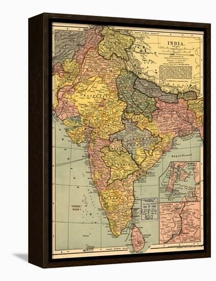 1902 Map of India, Then a Colony Within the British Empire, Showing Internal Boundaries-null-Framed Stretched Canvas