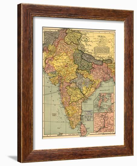 1902 Map of India, Then a Colony Within the British Empire, Showing Internal Boundaries-null-Framed Art Print