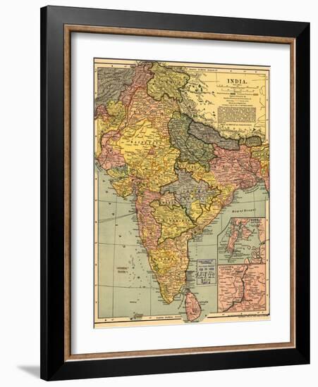 1902 Map of India, Then a Colony Within the British Empire, Showing Internal Boundaries-null-Framed Art Print