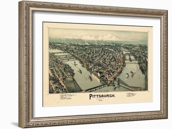 1902, Pittsburgh Bird's Eye View, Pennsylvania, United States-null-Framed Giclee Print