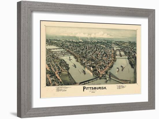 1902, Pittsburgh Bird's Eye View, Pennsylvania, United States-null-Framed Giclee Print