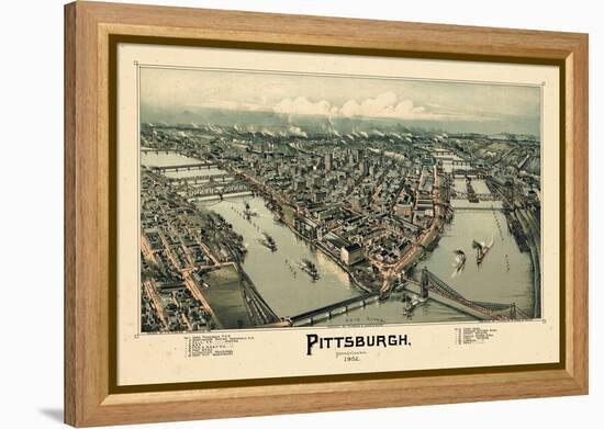 1902, Pittsburgh Bird's Eye View, Pennsylvania, United States-null-Framed Premier Image Canvas
