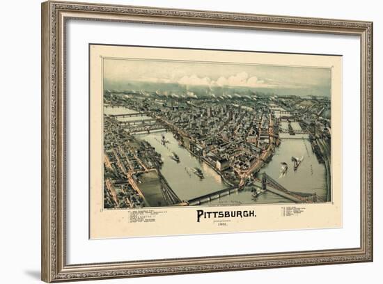 1902, Pittsburgh Bird's Eye View, Pennsylvania, United States-null-Framed Giclee Print