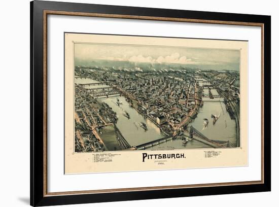 1902, Pittsburgh Bird's Eye View, Pennsylvania, United States-null-Framed Giclee Print