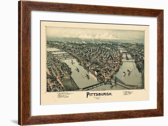 1902, Pittsburgh Bird's Eye View, Pennsylvania, United States-null-Framed Giclee Print