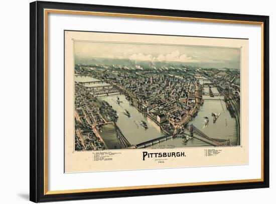 1902, Pittsburgh Bird's Eye View, Pennsylvania, United States-null-Framed Giclee Print