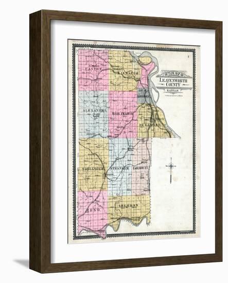 1903, Leavenworth County Outline Map, Kansas, United States-null-Framed Giclee Print