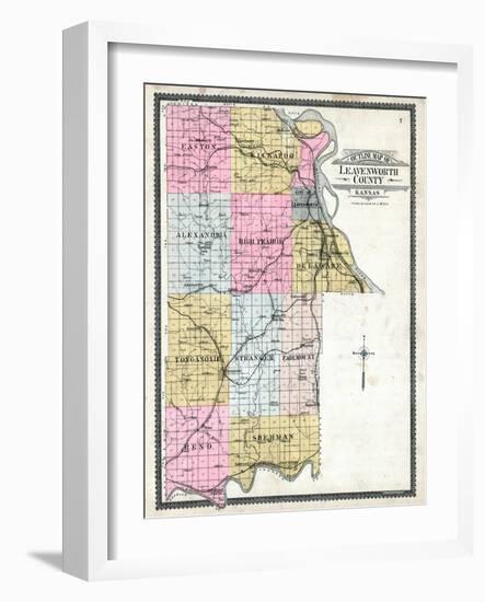 1903, Leavenworth County Outline Map, Kansas, United States-null-Framed Giclee Print