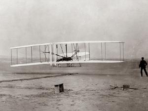 1903 Wright Brothers' Plane Taking Off at Kitty Hawk, North Carolina