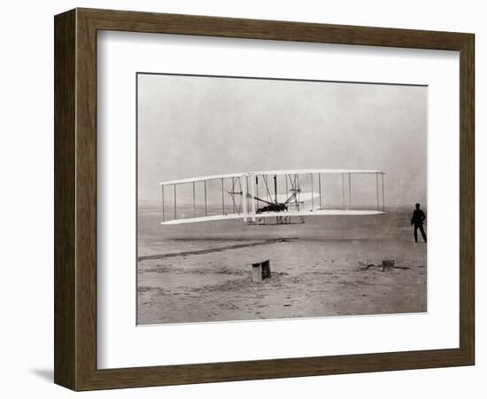 1903 Wright Brothers' Plane Taking Off at Kitty Hawk, North Carolina-null-Framed Photographic Print