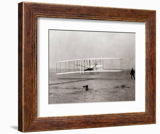 1903 Wright Brothers' Plane Taking Off at Kitty Hawk, North Carolina-null-Framed Photographic Print